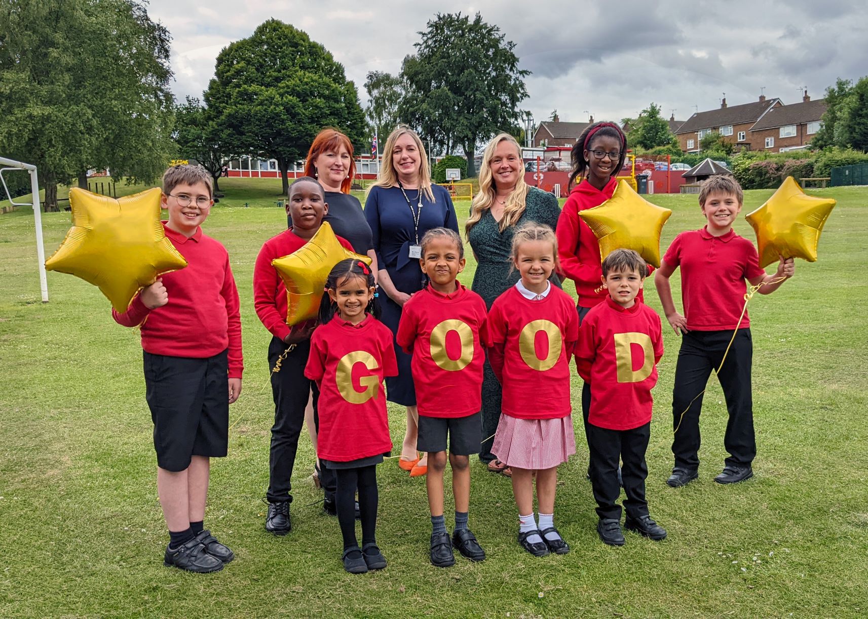 Pupils and staff at Carlton Infants and Carlton Juniors celebrate 'Good' inspections